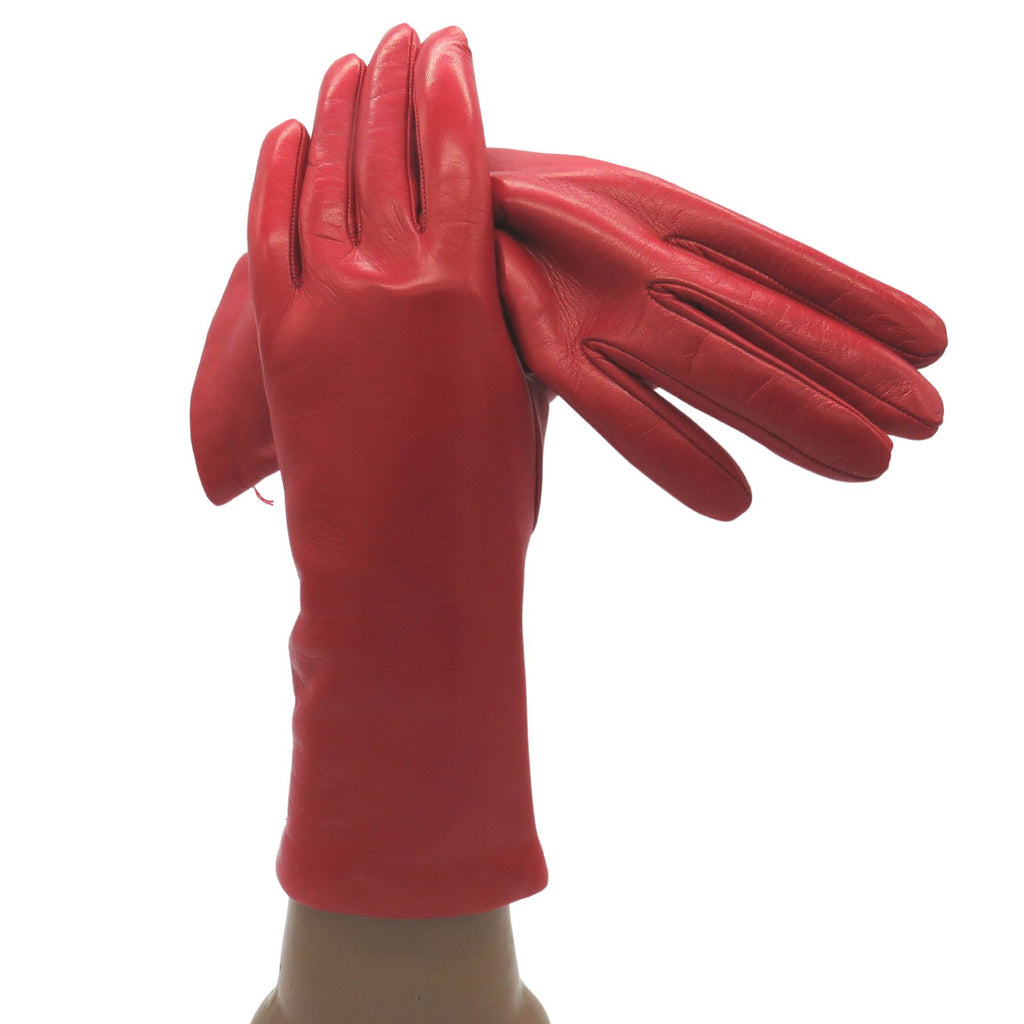 Leather Glove Cashmere Lining GARNET RED 4 BL LENGTH