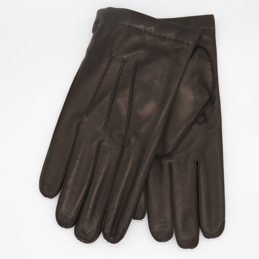 Men's leather glove cashmere lining BROWN Portolano Canada