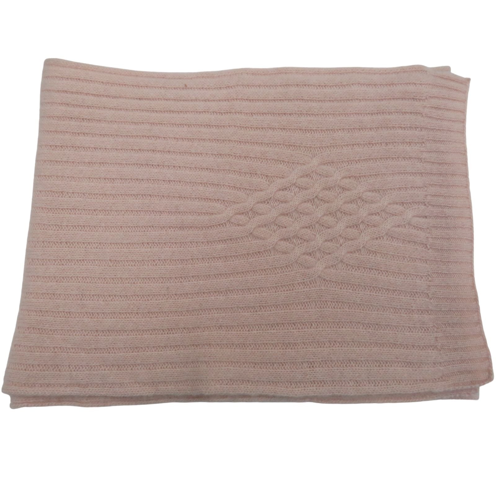 Cashmere Scarf 10x60" Ribbed with Diagonal Design Soft Pink