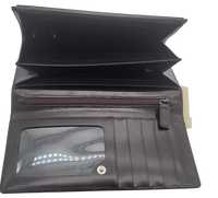 Ladies leather wallet , long, with coin and multi pockets