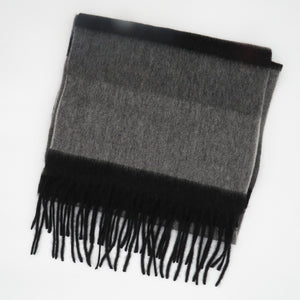 CASHMERE SHADES OF GREY COLOURBLOCK  SCARF, woven  WITH FRINGE
