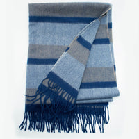 Striped Cashmere Blanket Throw With Fringes