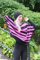 Cashmere Poncho with Sleeves , colourblock