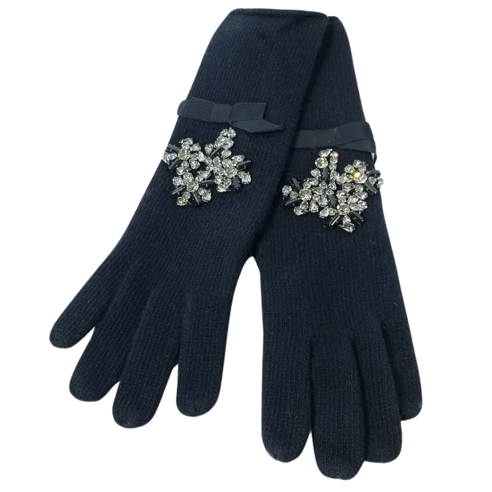 Cashmere glove 13 " with Crystal  Black/Clear and Onyx Chrystals