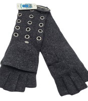 Cashmere CUT FINGER Gloves with attached mitten , GROMMETS