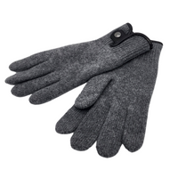MENS   Cashmere knitted  glove with  leather piping and snap front vent
