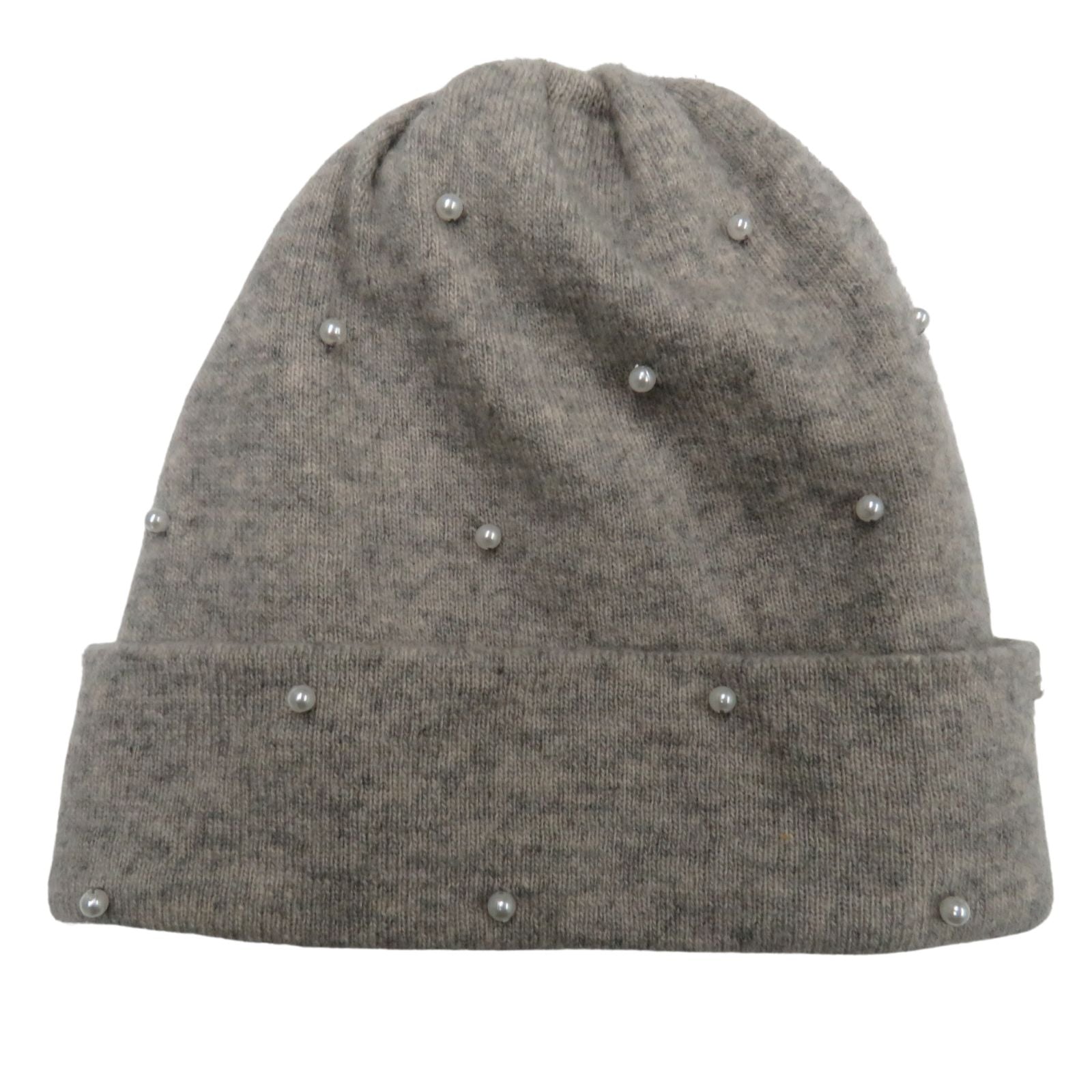 Cashmere Hat With Scattered Pearls Light Heather Grey