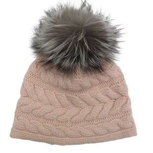 Horizontal Cable Hat Soft Pink