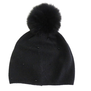 Beanie With Scattered Black Pearls