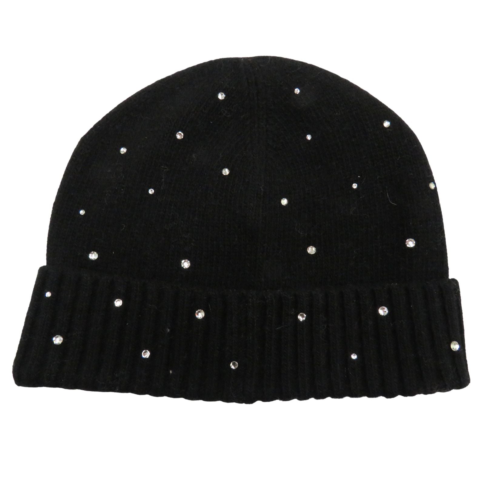 Black Cashmere Hat With Scattered Crystals