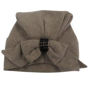 Handkerchief Hat, Big Bow and Black Pearls