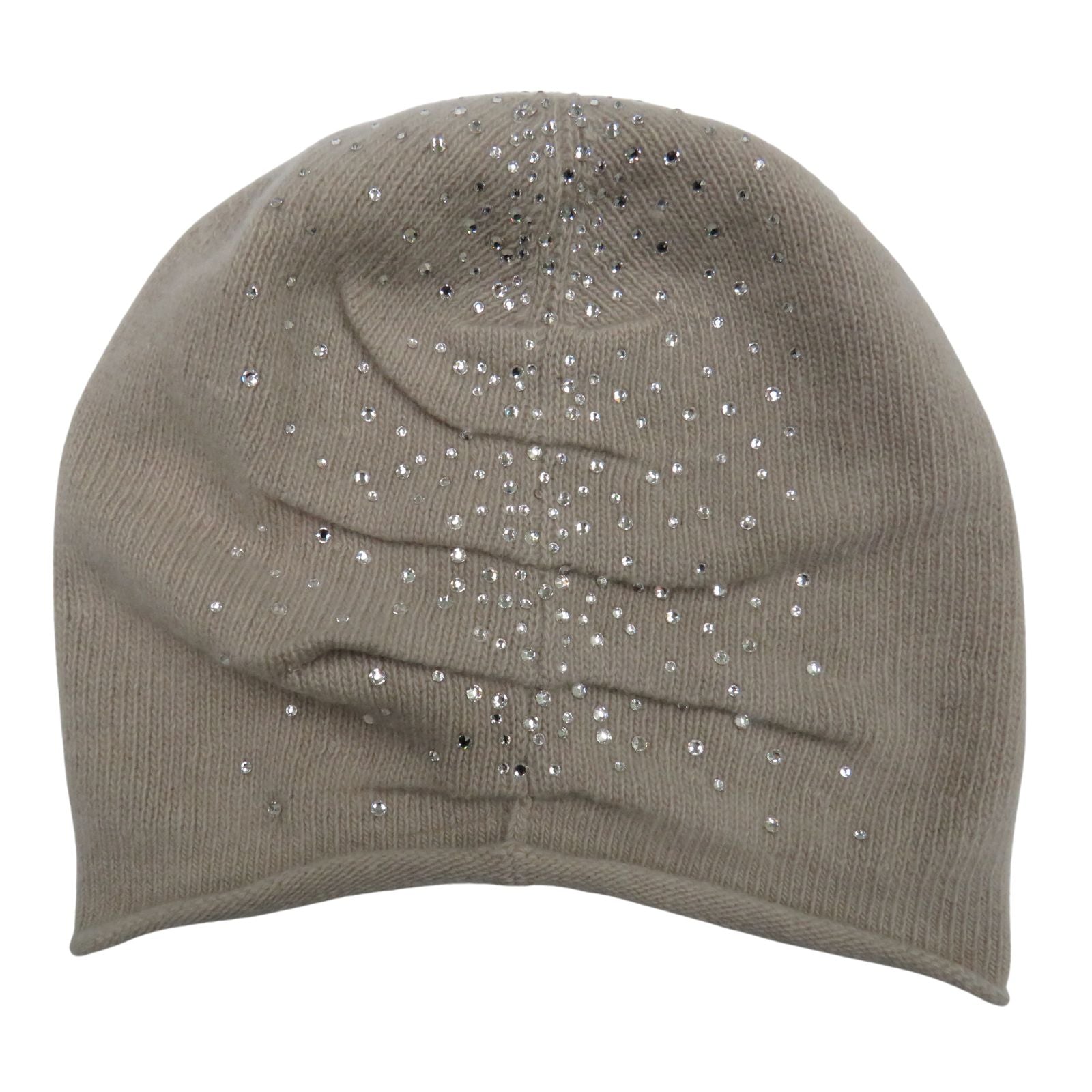 Cashmere Hat With Stylized Folds and Crystals