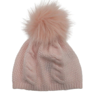 Dainty Cable Pattern Hat, Mallow Pink