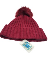MERINO TOQUE ,  with Faux Pom , RED
