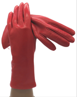 Leather Glove Cashmere Lining GARNET RED  4 BL LENGTH