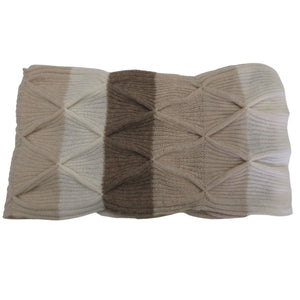 Colour Block Cashmere Scarf With Tucks, 10X72"Camel and Ivory