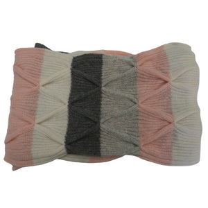 Colour Block Cashmere Scarf With Tucks, 10X72" Greys and Pink