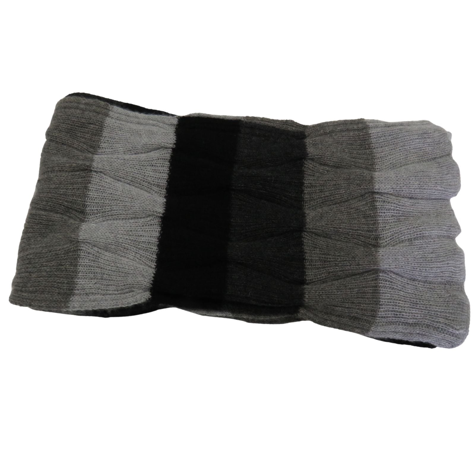 Colour Block Cashmere Scarf With Tucks, 10X72" Greys And Black