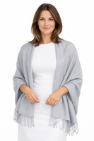 Silver Pashmina Stole , 70% CASHMERE 30% SILK