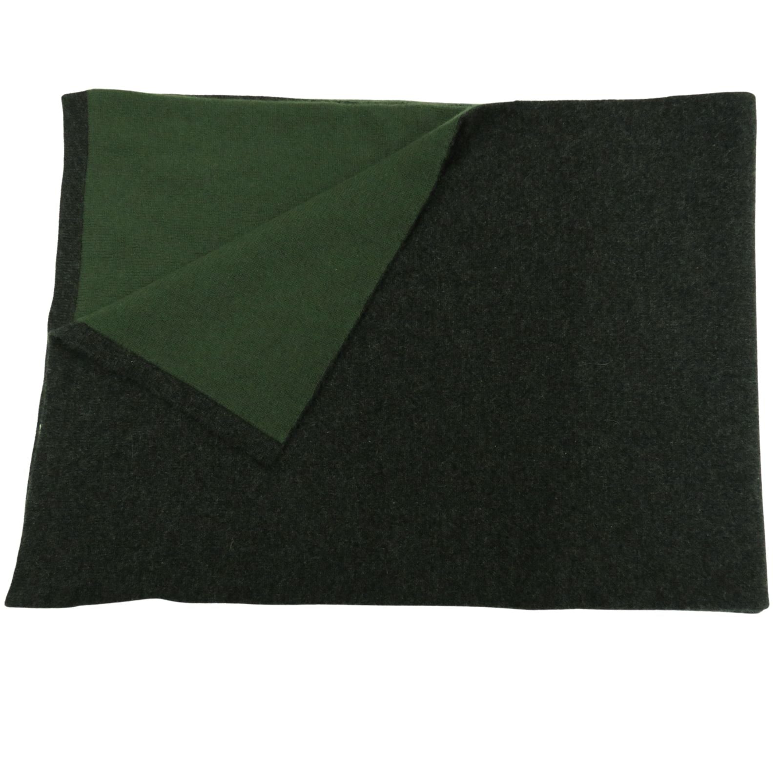 Double Sided Cashmere Scarf  12X68" Charcoal / Military Green