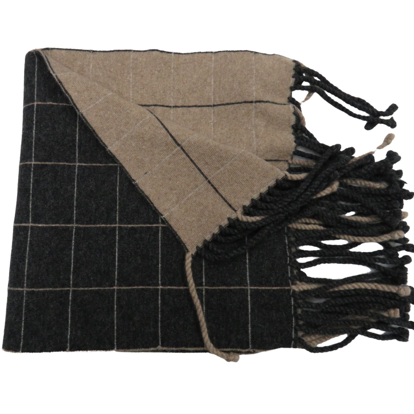 Double Sided Cashmere Scarf 12x80" Multicolor With Artisan Fringes