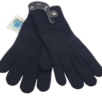 MENS   Cashmere knitted  glove with  leather piping and snap front vent