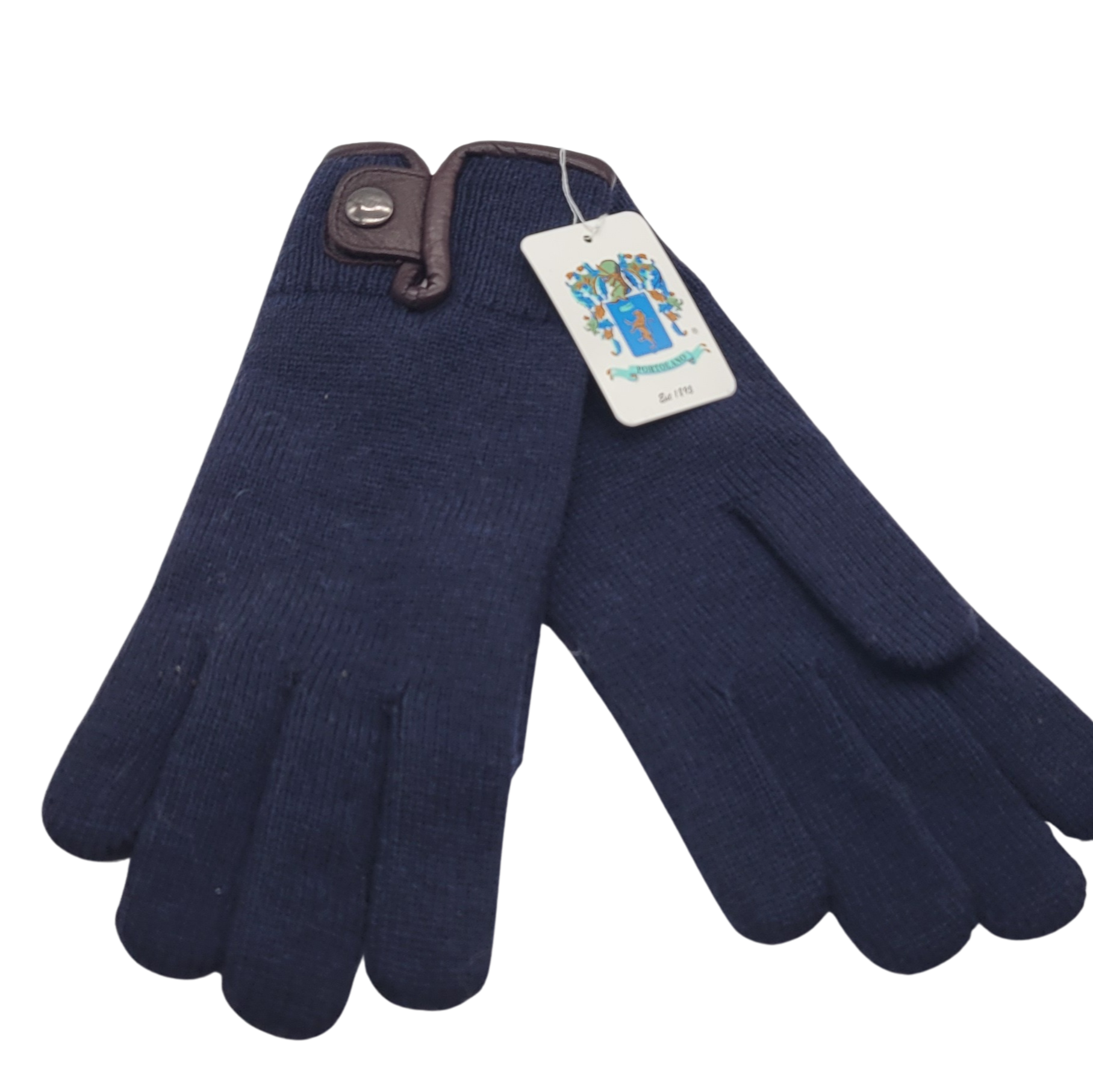 MENS   Cashmere knitted  glove with  leather piping and snap front vent