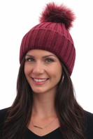 MERINO TOQUE ,  with Faux Pom , RED