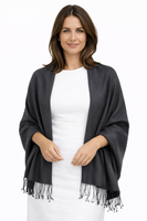 Dark Gull Grey PASHMINA STOLE, 70% CASHMERE 30% SILK