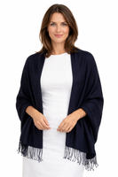 Classic Dark Navy PASHMINA STOLE, 70% CASHMERE 30% SILK