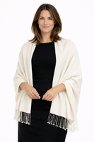 NATURAL WHITE ,  PASHMINA STOLE, 70% CASHMERE 30% SILK