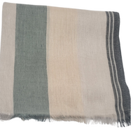 Safari inspired,100%  Linen  Colourblock Shawls with eyelash Fringes , Artisanal Weave . Moonstruck Combo