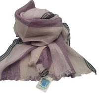 Safari inspired,100%  Linen  Colourblock Shawls with eyelash Fringes , Artisanal Weave . Mauve  Combo
