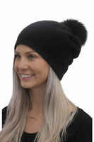 Cashmere Blend  RAPPER Unique Stitch  with Faux Pom