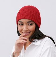 Cashmere  HAT with RIBBED DETAIL CUFF,   Candy pink