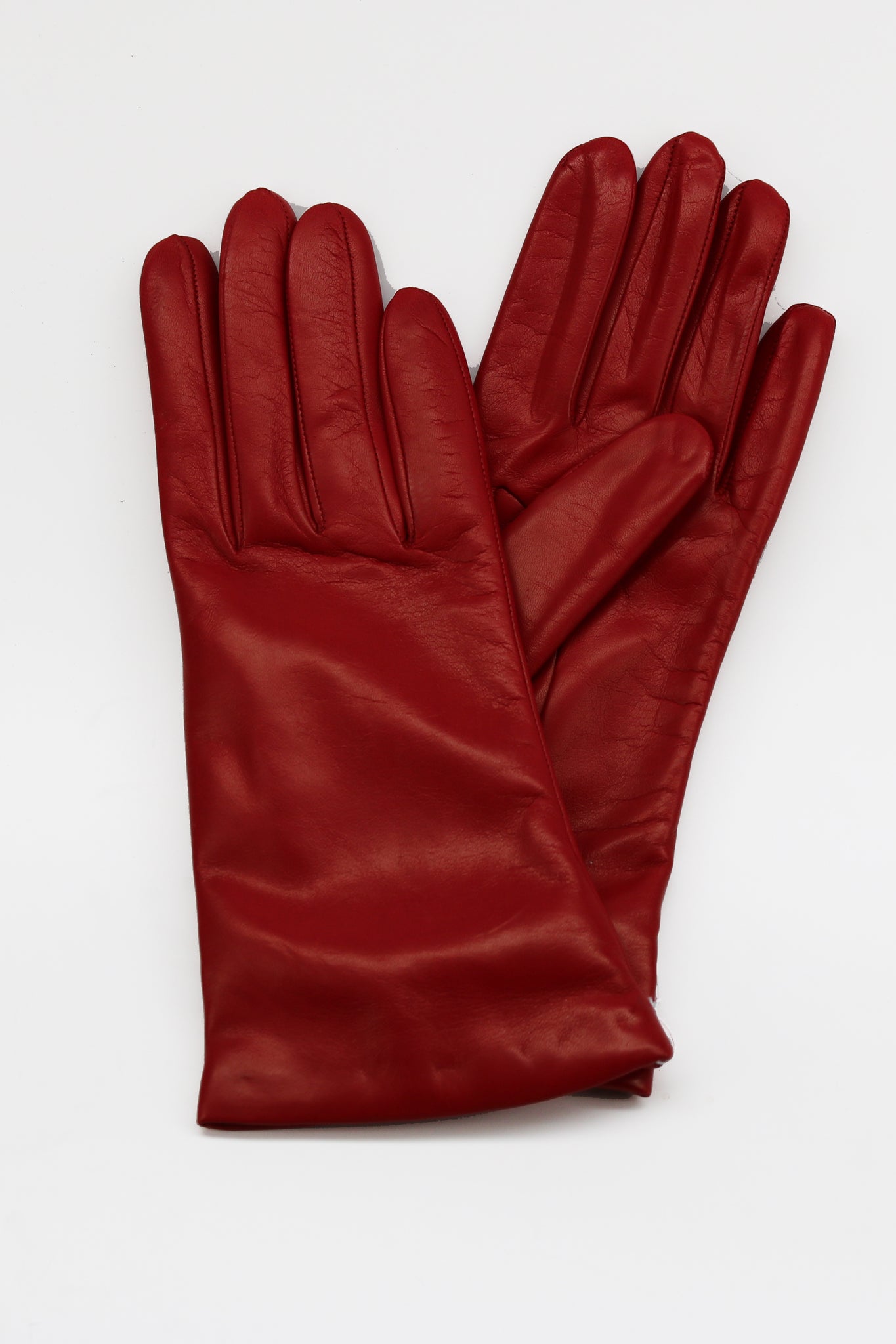 Leather Glove Cashmere Lining GARNET RED