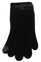 Cashmere glove with Leather bow and Tech Fingers