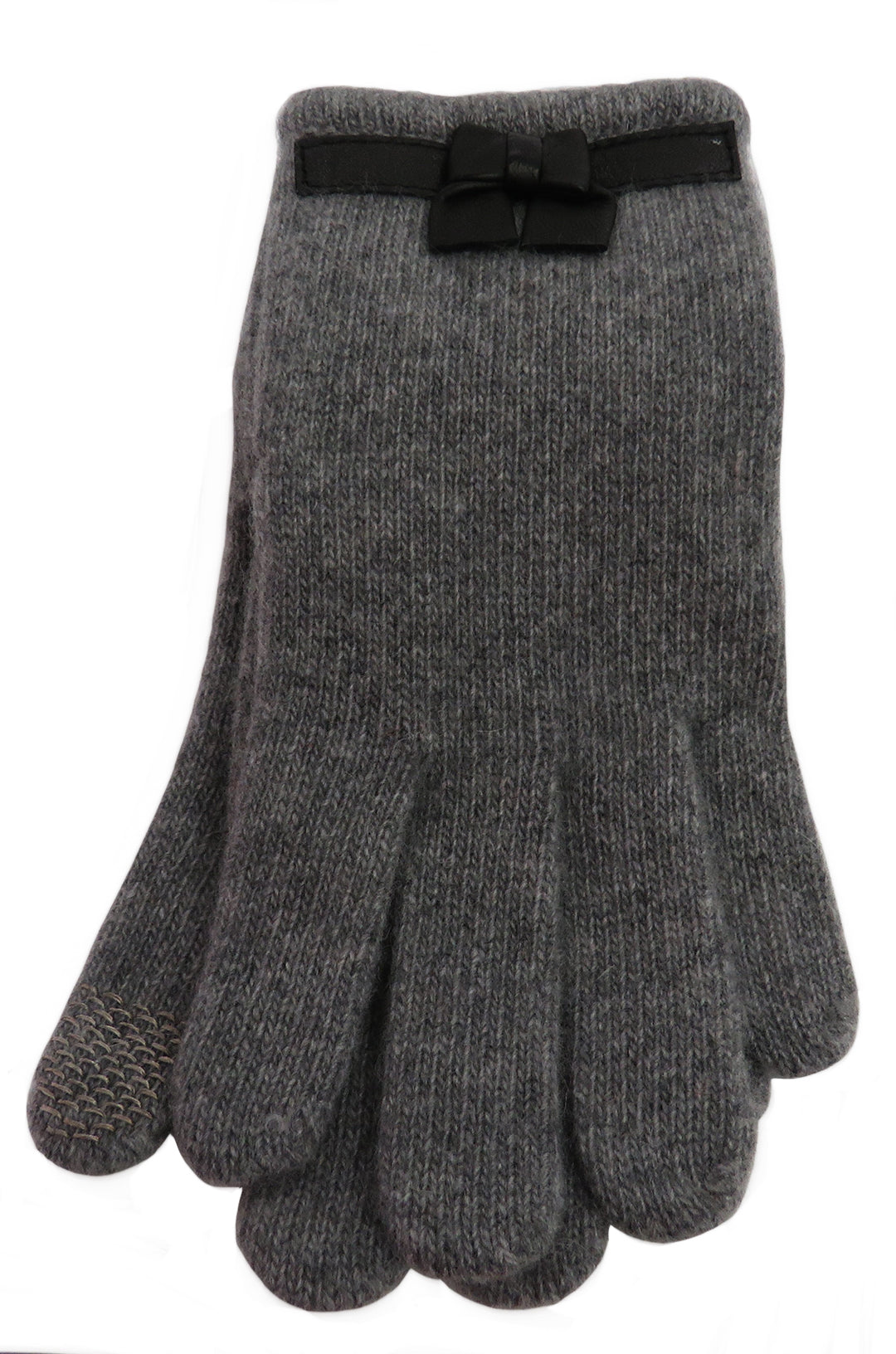 Cashmere glove with Leather bow and Tech Fingers