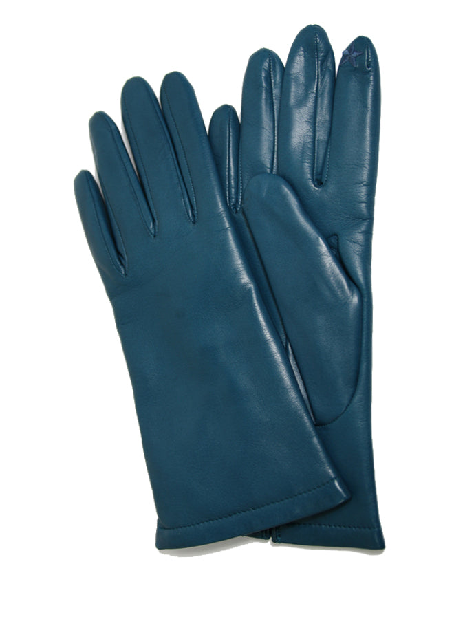 Leather Glove  with Cashmere Lining DARK PEACOCK
