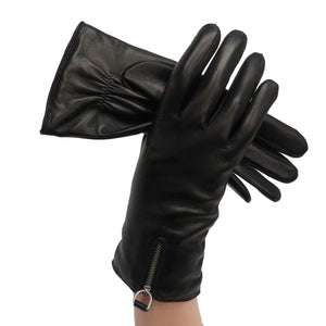 Zipper Leather Gloves