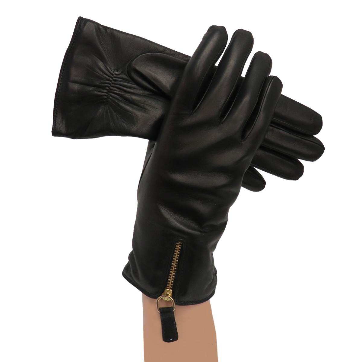 Zipper Leather Gloves